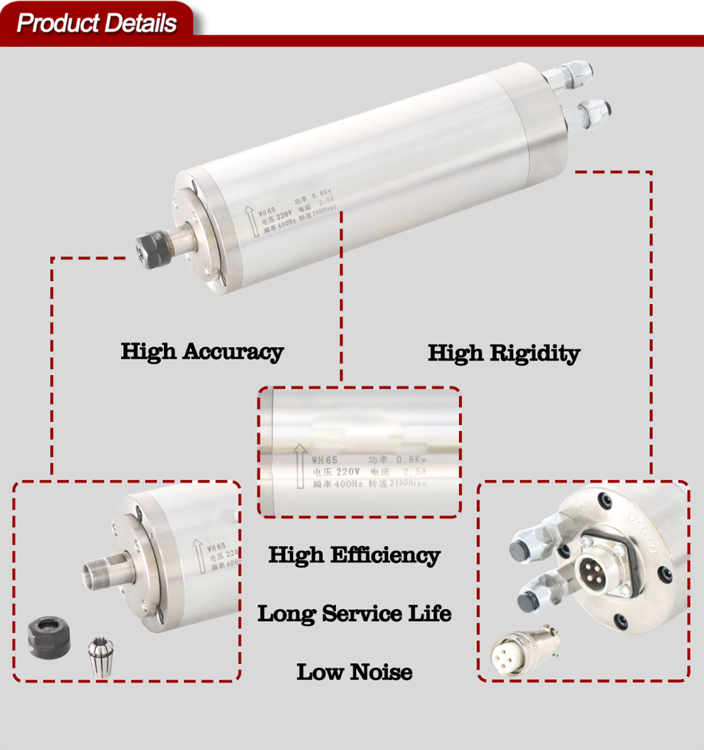 High Speed 110V 220V 800W Water Cooled Spindle Motor ER11 for CNC Milling