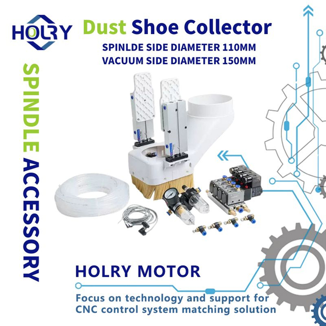 CNC Spindle Dust Shoe Collector 110mm Dust Boot Cleaner for ATC Spindle Motor Router Machine With solenoid valve