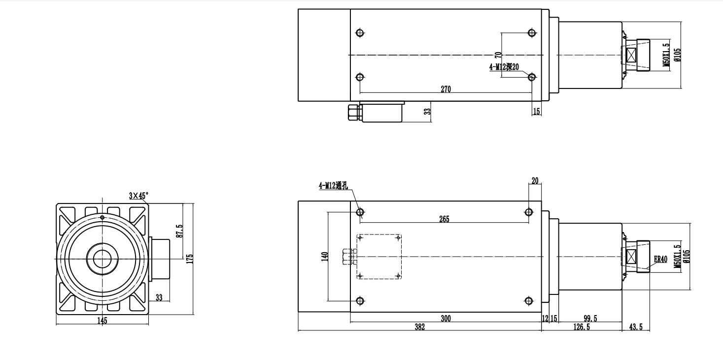 13.5KW MTC Air Cooled Spindle Motor